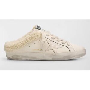 Golden Goose Sneaker Women & Beige Super Star Sabot Leather Lamb Shearling Mule
